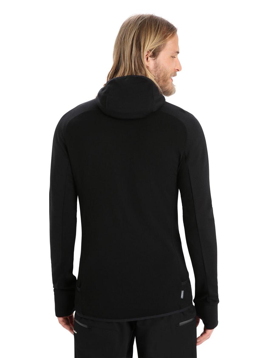 Black Men's Icebreaker ZoneKnit™ Merino Long Sleeve Zip Hoodie | USA 1274HAPK